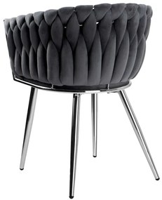 Jedálenská stolička COFTON zamatová, strieborná / grafitová