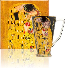 HOME ELEMENTS Porcelánový hrnček 500 ml, Klimt, Bozk čierny