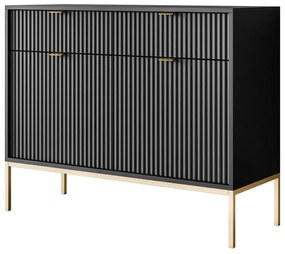 Komoda CORA čierna matná + zlatá podnož 104 cm