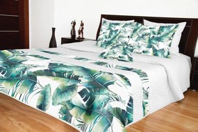 Prikrývka na posteľ bielej farby s listovým vzorom Šírka: 260 cm | Dĺžka: 240 cm