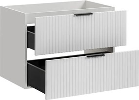 Závěsná skříňka pod umyvadlo Casad s deskou a košem na prádlo 100 cm bílá/dub wotan