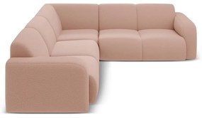 Svetloružová rohová pohovka z textílie bouclé (variabilná/do L) Molino – Micadoni Home