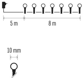 LED vianočný reťaz 80xLED/230V/8 funkcií 13m IP44 teplá biela