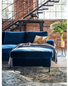 Námorníckymodrá zamatová rozkladacia rohová pohovka Miuform Lofty Lilly, pravý roh