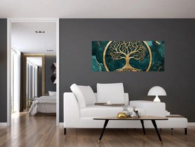 Obraz – Zlatý strom života v mramore (120x50 cm)