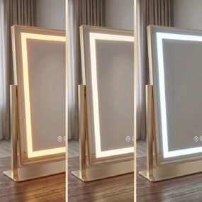 Rea LUMI, kozmetické LED zrkadlo 30x40cm, zlatý rám, HOM-01802