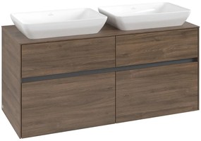 VILLEROY &amp; BOCH Collaro závesná skrinka pod dve umývadlá na dosku, 4 zásuvky, 1200 x 500 x 548 mm, Arizona Oak, C11500VH