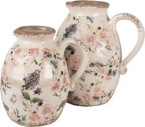 Béžový keramický dekoratívny džbán s ružami Rosina M - 17*13*18 cm