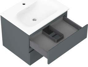 Mexen Orio, kúpeľňová skrinka 60 cm s umývadlom Vela, 2 zásuvky, grafitová matná/biela matná, 91A10-06047-2-BFF66-W23M01