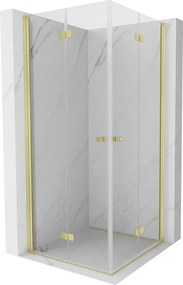 Mexen Mist-F Duo, skladací sprchový kút 80 x 80 cm, číre sklo, zlatý matný profil, 8A6-080L-080P-55-00