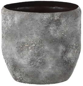 Sivý veľký kovový obal na kvetináč Rough - Ø 40*37 cm