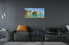 Sklenený obraz Grécko Sea mestského života 120x60 cm