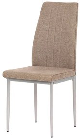 Židle jídelní, béžová látka, šedé kovové nohy