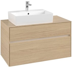 VILLEROY &amp; BOCH Collaro závesná skrinka pod umývadlo na dosku (umývadlo vľavo), 2 zásuvky, s LED osvetlením, 1000 x 500 x 548 mm, Nordic Oak, C126B0VJ