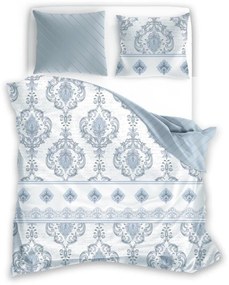 Bavlněné saténové povlečení PURE SATEEN 220x200 cm + 2x 70x80 cm bílé/modré