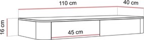 ZÁVESNÁ KONZOLA LEVANTE KAŠMÍR ČIERNE ÚCHYTKY 110 cm