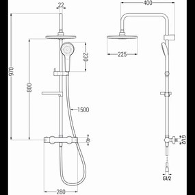 Mexen KX05 sprchový set s termostatickou batériou Kai, zlatá, 771500591-50