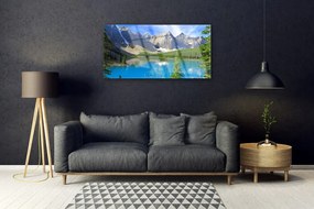 Skleneny obraz Jazero hora les príroda 140x70 cm