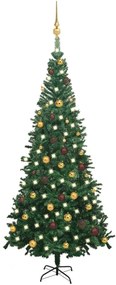 Umelý vianočný stromček s LED a súpravou gulí L 240 cm zelený 3077491
