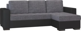 Rohová sedačka s rozkladom a úložným priestorom Novara L/P - sivá (Sawana 05) / čierna (Soft 11)