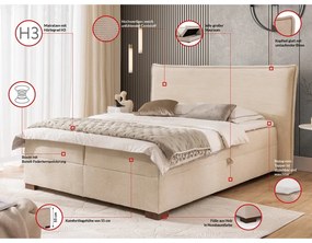 Béžová boxspring posteľ s úložným priestorom 140x200 cm Lysa – Ropez