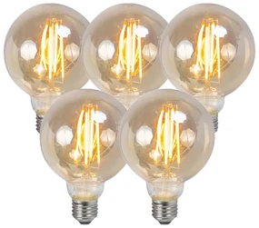 Sada 5 E27 stmievateľných LED žiaroviek s vláknom dymové 5W 450lm 2200K
