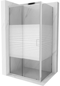 Mexen Apia sprchová kabína, posuvné dvere 115 x 100 cm, pruhy, chrómová - 840-115-100-01-20
