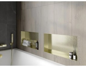 Mexen X-Wall-NR, polička na zapustenie pod obklad bez goliera 60 x 30 cm, zlatá lesklá, 1951603010