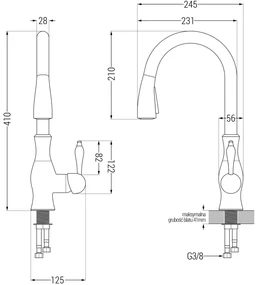 Mexen Enzo, 1-komorový granitový drez 576x465x174 mm a drezová batéria Savita, čierna, 6506-77-672601-70-B