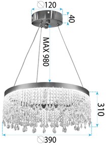 Toolight Toolight, LED závesné osvetlenie 40cm, 18W, 4000K, APP1730-1CP, zlatá, OSW-04341