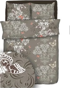 Obliečky bavlnené Butterfly garden brown TiaHome - 1x Vankúš 90x70cm, 1x Paplón 140x200cm