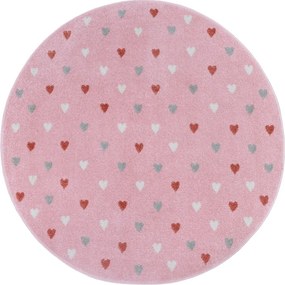 Ružový detský koberec ø 100 cm Little Hearts – Hanse Home