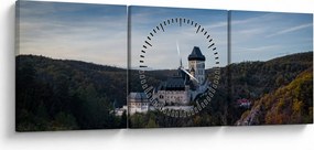 Obraz Karlštejn (s hodinami) (90x30 cm)