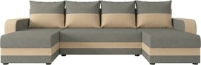 Rozkladacia sedacia súprava do U VALERIO 305x140 cm, svetlosivá/béžová