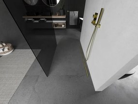 Mexen Kioto, sprchová zástena Walk-In 100 x 200 cm, 8mm šedé sklo, zlatý matný profil, 800-100-002-55-40