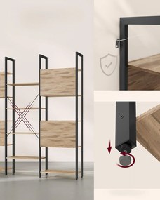 Knihovna Vasagle Rouros černá/světle hnědá