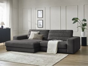 Antracitová zamatová rohová pohovka (ľavý roh/s leňoškou) Sierra – Bobochic Paris
