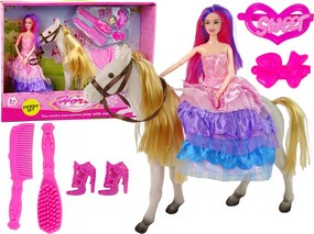 LEAN Toys Bábika princezná s bielym koníkom – figúrky a doplnky
