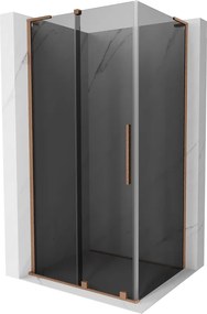 Mexen Velar L, sprchový kút s posuvnými dverami 120 x 70 cm, 8mm šedé sklo, medená matná, 871-120-070-33-65
