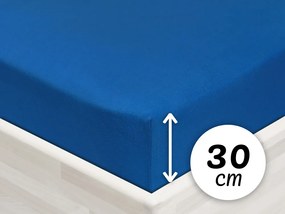 Jersey napínacie prestieradlo na vysoký matrac JR-016 Modré 90 x 200 - výška 30 cm