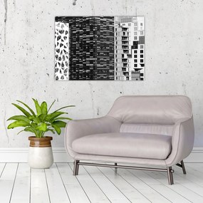 Sklenený obraz čiernobiele architektúry (70x50 cm)