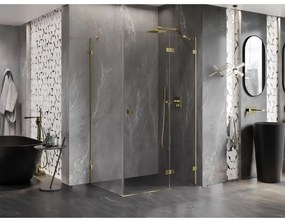 Mexen Lunar, výklopný sprchový kút pravý 100 x 90 cm, 8mm číre sklo, zlatý profil, 834-100-090-50-00-P