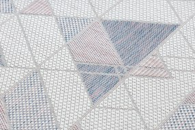 Koberec, behúň SISAL SION Geometrický, Trojuholníky 3006 ploché tkanie ecru / ružová Veľkosť: 60x300 cm