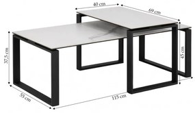 Súprava dvoch konferenčných stolíkov Katrine biela/čierna