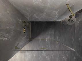 Mexen Lunar-F, 1-krídlový sprchový kút so skladacími dverami, ľavý, 90 x 80 cm, 8mm číre sklo, zlatý matný profil, 836-090-080-55-00-L