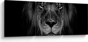 Obraz - Lev a jeho majestátnosť (s hodinami) (90x30 cm)