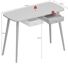 Biely detský písací stôl GRAZIA 075 s 1 zásuvkou