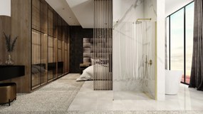 Rea Aero, sprchová zástena Walk-in 100x195 cm, 8mm číre sklo, zlatá matná profil, REA-K4701