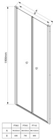 Aqualine Sapho, PILOT otočné sprchové dvere dvojkrídlové 800mm, PT082