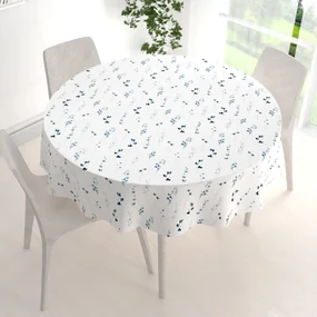 Biante Bavlnený okrúhly obrus Sandra SA-398 Modré kvietky s motýlikmi Ø 40 cm